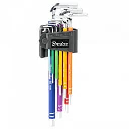 Набір шестигранних ключів Bradas HX 1,5-10 мм, 9 шт подовжені (DIY-HKH62-EL/B)