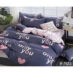 Комплект постельного белья TAG Tekstil с компаньоном 2-спальный Серо-синий 000141779 (R7622)