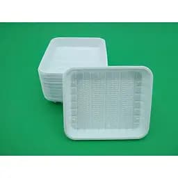 Тарілка пластикова одноразова прямокутна 13х15 см біла 100 шт.