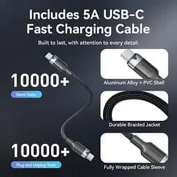 Зарядний пристрій Vention 2xUSB-C PD45W GaN + cable USB-C to USB-C 1.0m black gray (TZ-FCDH0-EU) - мініатюра 10