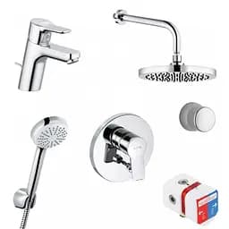 Душова система прихованого монтажу в комплекті зі змішувачем на умивальник Kludi Pure & Easy 376300565