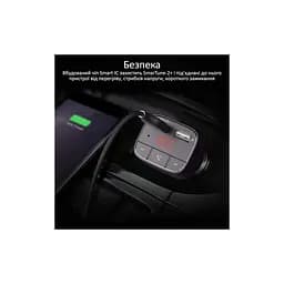 FM модулятор Promate SmarTune 2+ BLUETOOTH 5.0 USB QC 3.0 AUX/SD/USB BLACK (smartune-2+.black) - мініатюра 6