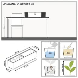 Вазон Lechuza Balconera Cottage, 12 л, гранітовий (15612) - мініатюра 3