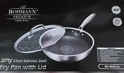Професійна індукційна сковорода з нержавіючої сталі Bohmann Premium BH-4000-28 діаметр 28 см з лазерним гравіюванням стільників - мініатюра 8
