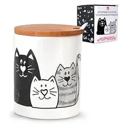 Цукорниця з ложкою та бамбуковою кришкою SnT Мурчики, 330 мл (6024-19)