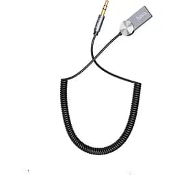 AUX-кабель Hoco DUP02 bluetooth to Jack 3.5 пружинный автомобильный аудиоресивер черный