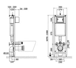 Інсталяція Cersanit Tech Line Base з кнопкою Base Circle + унітаз Arteco CleanOn з сидінням 30412 - мініатюра 4