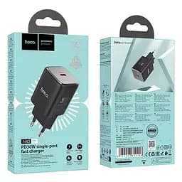 Мережевий зарядний пристрій Hoco N43 Vista single port PD30W charger(EU) Чорний - мініатюра 2