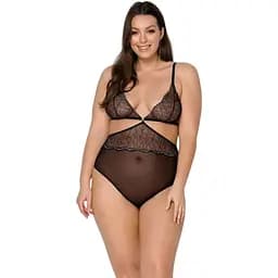 Боді Passion Amberly Body 6XL/7black асиметричний крій мереживний ліф золота нитка 6XL/7XL