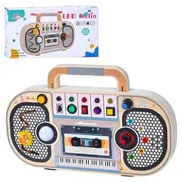 Деревянная игрушка бизиборд MD 1346, 2 в 1 в виде магнитофона с лабиринтом, светом и музыкой