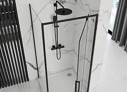Душова кабіна Rea Rapid Swing 80x70 black REA-K6421 + REA-K6407, Чорний матовий, Універсальна, прозрачний, Чорний матовий - мініатюра 2