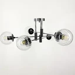 Потолочная люстра в хромированном корпусе на 6 прозрачных плафонов Ø 70 см | Ст. 51797/6 CH+BK+CL | Line F