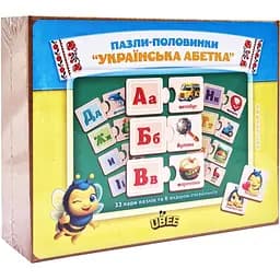 Розвиваючий пазл-половинки Ubumblebees Українська абетка дерев'яний (PSD252)