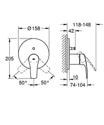 Змішувач прихованого монтажу на 2 виходи Grohe Eurosmart New 24043003, Хром - мініатюра 5