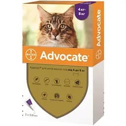 Краплі для котів на холку Elanco | Bayer - Advocat від 4-8 кг,(ціна за 1шт)