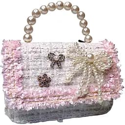 Детская сумка с бисером в стиле шанель белая (24-557)