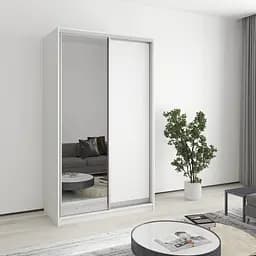 Шафа-купе дводверна MebelStar Стандарт AL ДСП/Дзеркало 120x45x210 см Аляска білий (MBS-2353)