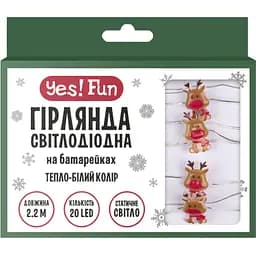 Гирлянда светодиодная Yes! Fun Олени 20 LED на медной проволоке и батарейках тепло-белая 2.2 м (801206)