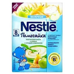 Йогуртна молочна каша Nestle Помогайка 3 злаки з грушею і яблуком 200 г