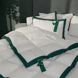 Ковдра MirSon Imperial Satin Luxe, літня, 240х220 см, біла із зеленим кантом - мініатюра 5