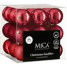 Набір ялинкових куль Mica Decorations вишневі 8 см 27 шт. (1181983)