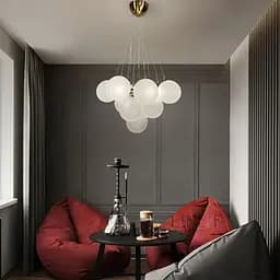 Люстра-пучок у золотому корпусі ⌀ 60 см 12 кульок | Line F | Арт. MJ140-650 GD+WT