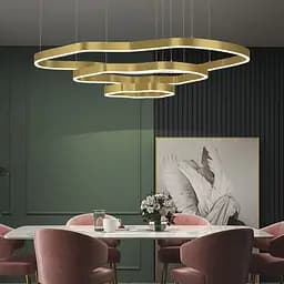 Необычная и эффектная золотая люстра на 3 яруса 80+64+43 см | Ст. PCL006-800*600*400 PGD Line F