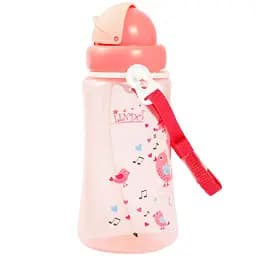 Поїльник-непроливайка Lindo Premium з силіконовою соломинкоюі ремінцем 9+ міс. 360 мл малиновий (А 41 рож)