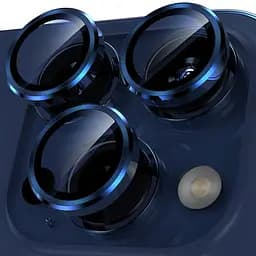 Захисне скло Metal Classic на камеру (у упак.) для Apple iPhone 15 Pro (6.1) / 15 Pro Max (6.7) Синій / Dark Blue - мініатюра 2