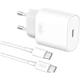 Зарядний пристрій комплект із кабелем XO L91 Type-C to Type-C PD 25 W Білий