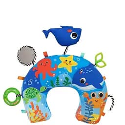 Коврик-подушка для новорождённого 63633-2 с подвесками, зеркальцем, погремушкой и шуршалкой– синий