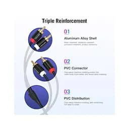 Кабель мультимедійний 2xRCA M to 2xRCA M 1.0m black Vention (VAB-R06-B100) - мініатюра 7