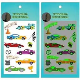 Тату тимчасове Гонки неонові Tattooshka L-76 Різнокольоровий shop (4825800010709)