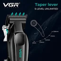 Акумуляторна машинка для стрижки VGR V-662 GREEN, 7000 RPM, 6 насадок, LED-дисплей - мініатюра 7