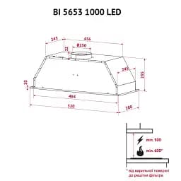 Витяжка повновбудована Perfelli BI 5653 BL 1000 LED - мініатюра 12