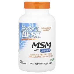 Метилсульфонілметан Doctor's Best MSM with OptiMSM, 180 вегакапсул для комфорту та рухливісті суглобів