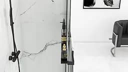 Душова стінка Rea Aero 110 black з полицею Evo REA-K6597 + HOM-00652, прозорий, чорний матовий - мініатюра 4