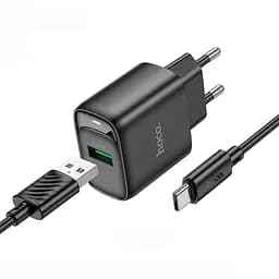 МЗП Hoco C140A Smart QC3.0 18W (1USB-A) + кабель USB to Type-C Black - мініатюра 2