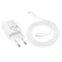 МЗП Hoco N61 Gentle PD20W+QC3.0 (1USB-A/1C) + кабель Type-C to Type-C White - мініатюра 2