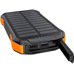 УМБ Choetech 10000mAh 2xUSB-A,1xUSB-C,solar panel, Qi-5W Black-Orange - мініатюра 2