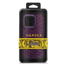 Кожаный чехол для Apple iPhone 15 Pro Max, Harder Virgin Mermaid, фиолетовый, термополиуретан ТПУ + экокожа с морской чешуйчатой текстурой, панель, защита корпуса, противоударный, микрофибра, рамка вокруг камеры, защита всего корпуса, (ARM76822) - мініатюра 3