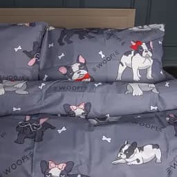 Комплект дитячої постільної білизни MirSon Ranforce Elite 17-0663 Cute Pug 110х140 см сірий (2200009851063) - мініатюра 2