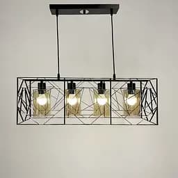 Світильник Лофт у чорному корпусі на 4 янтарних плафони | Арт. 12120/4 BK+AM | Line F