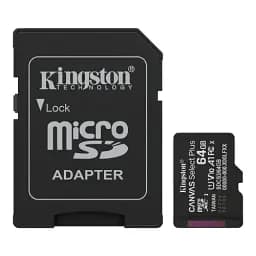 Карта пам'яті microSDXC, 64Gb, Kingston Canvas Select Plus, Class10 UHS-I U1 V10 A1, SD адаптер, до 100 МБ/с (SDCS3/64GB)
