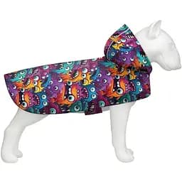 Дощовик-накидка з капюшоном для собак Waudog Clothes, малюнок "Зубасті монстри", S, А 32-35 см, B 41-52 см, С 26-33 см