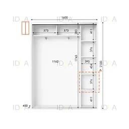 Шафа-купе Idea серія 5 160 x 45 x 210 см Білий Дзеркало - мініатюра 2