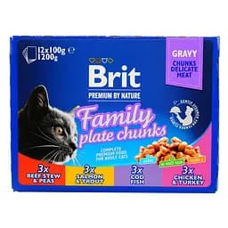Набор паучей Brit Premium Cat мясная тарелка ассорти 4 вкуса 100 г по 12 шт.