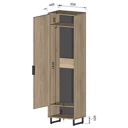 Пенал для одягу з відкритою полицею Moreli Forte F-0005 в стилі Loft 550х2000х400 мм Дуб Аппалачі - мініатюра 2