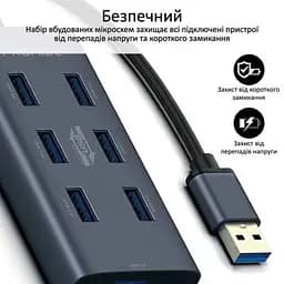 Концентратор Promate USB Hub 7 ports (ezhub-7.grey) (ezhub-7.grey) - мініатюра 9