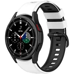 Ремінець для Samsung Galaxy Watch 4 Classic 46mm - біло-чорний ширина кріплення 20мм силікон Watchbands Ricco (W19-4WB87751991)